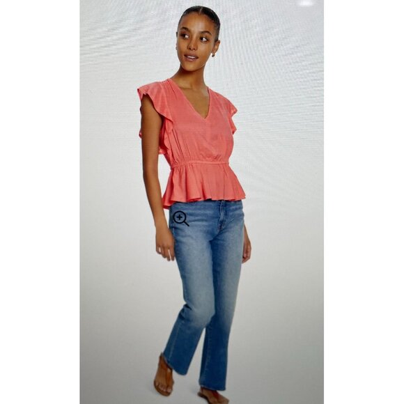 Sam Edelman Women's Sun Baked Binx Top Size M Viscose & Nylon Orange - Picture 1 of 16